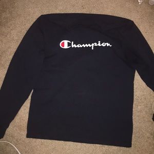 navy blue champion long sleeve shirt